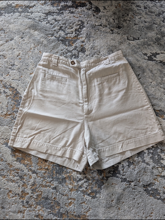 Hechter Jeans Pants - Vintage Cream High-Waist Utility Cargo Shorts